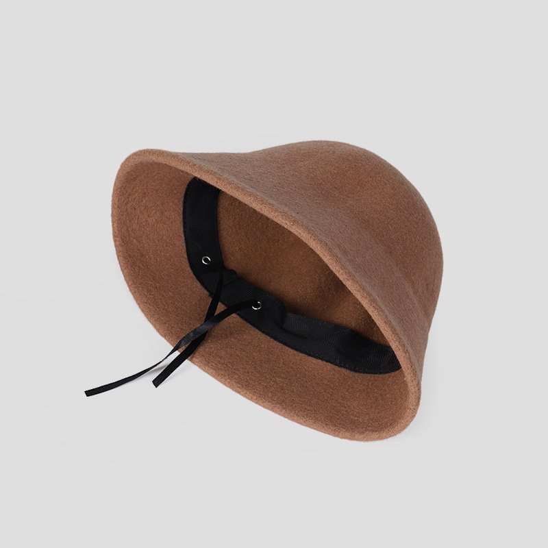adjustable rope wool bucket hat